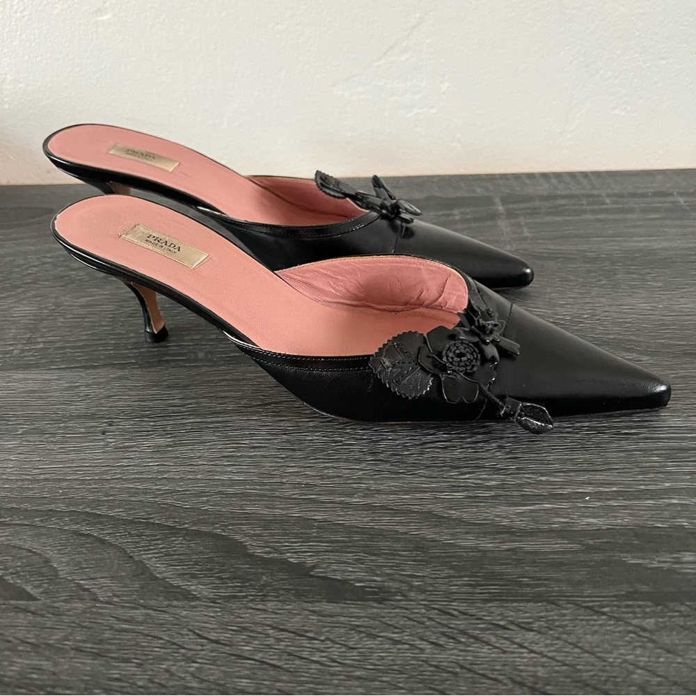 Prada Kitten Heel Mules size 34.5 - Picture 6 of 12